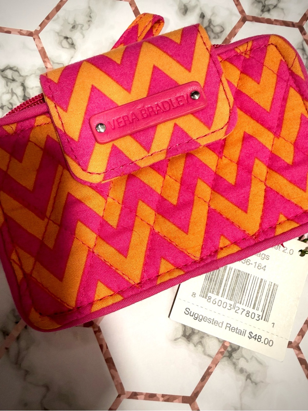 NWT Vera Bradley Pink & Orange Zigzag Wristlet Wallet - Picture 5 of 5